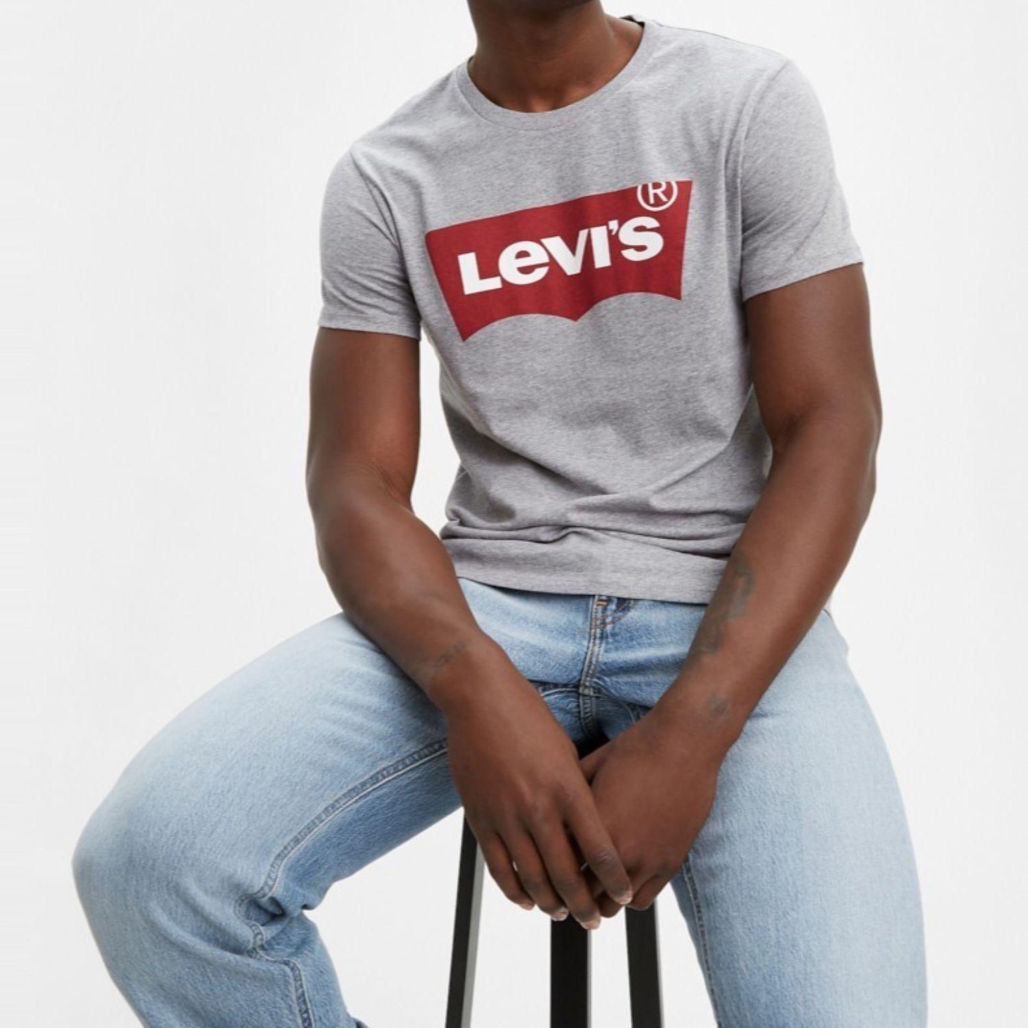 Polera Hombre Regular Fit Lisa con Logo Gris Levis 17783-0138-2