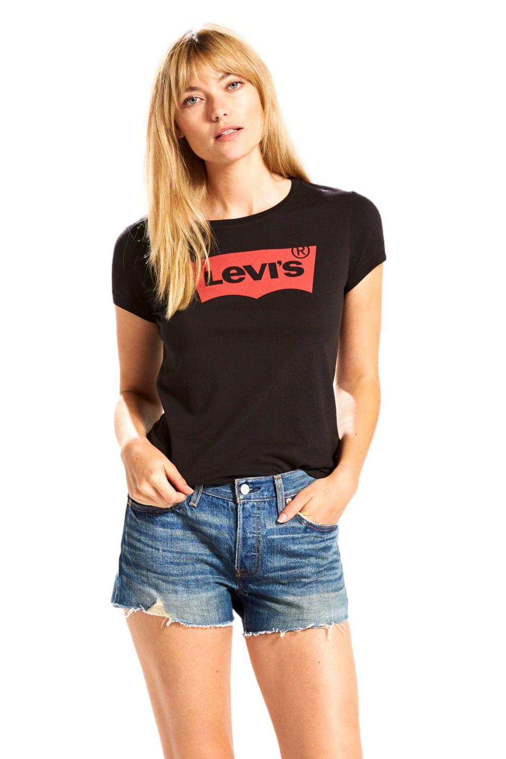 Polera Mujer Lisa Logo Negro Levis 32223-0142-0