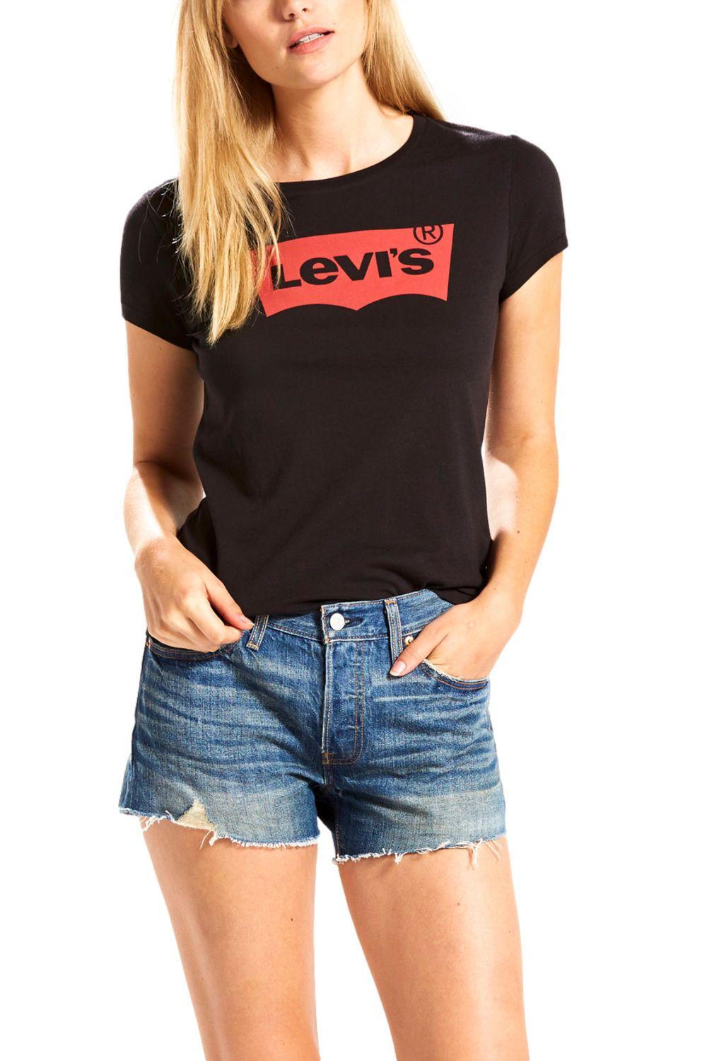 Polera Mujer Lisa Logo Negro Levis 32223-0142-2