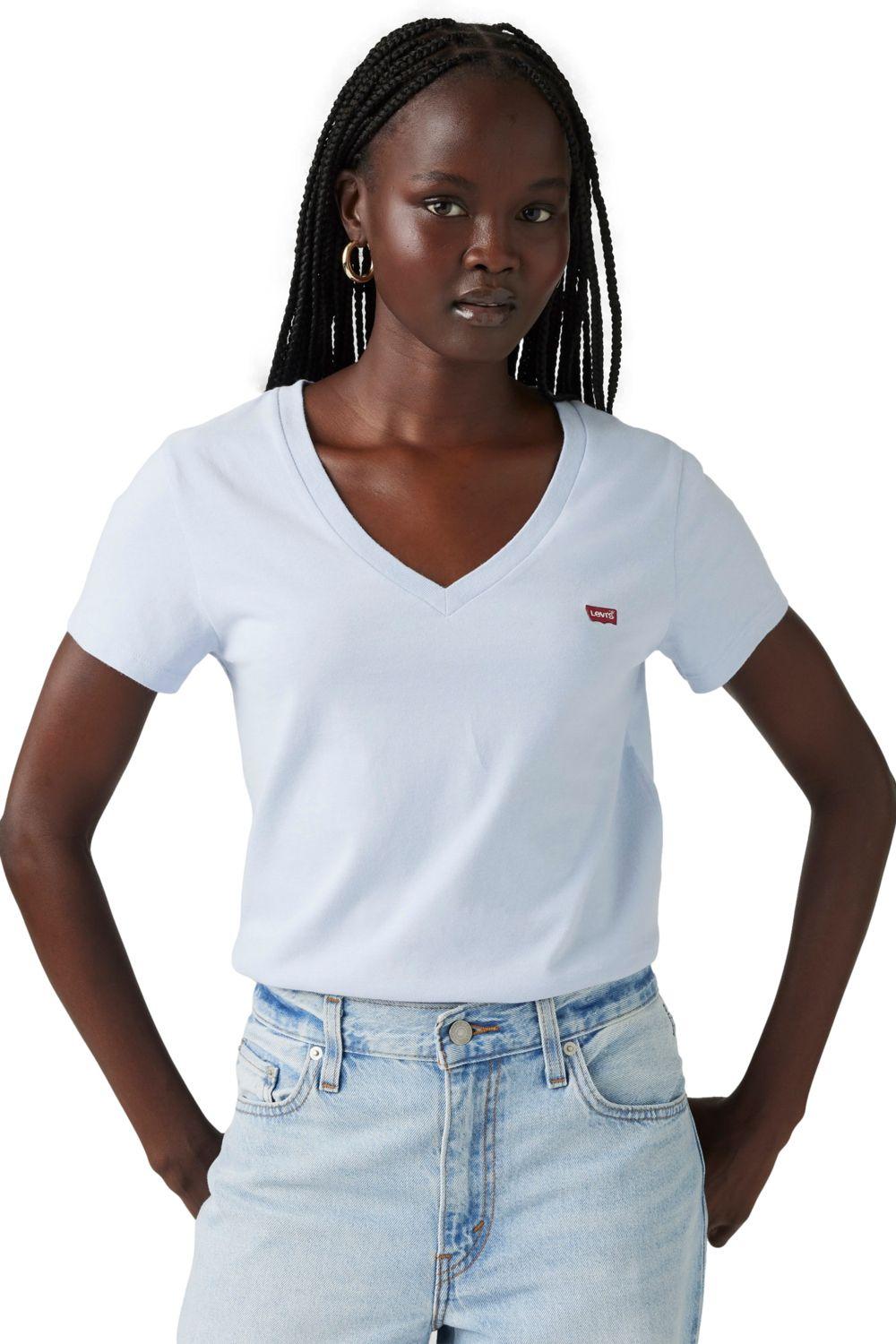 Polera Mujer Perfect Vneck Celeste Levis 85341-0102-2