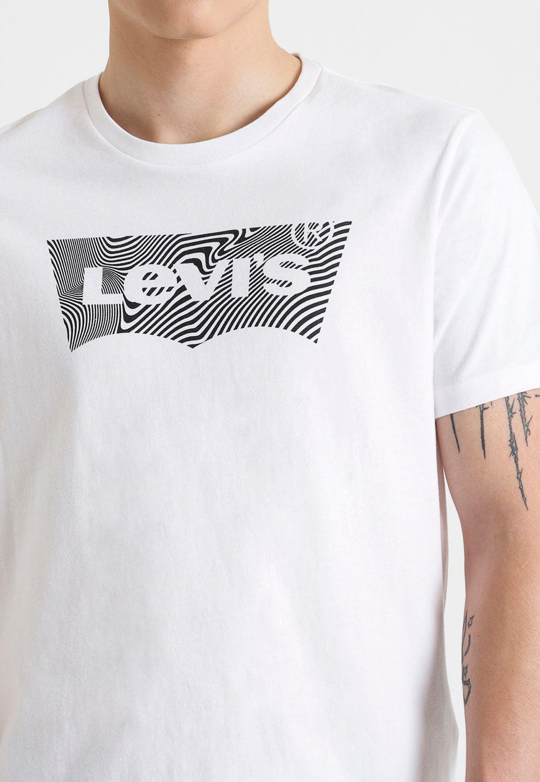 Polera Hombre Cuello Redondo Gráfica Blanca Levis 22491-0705-2