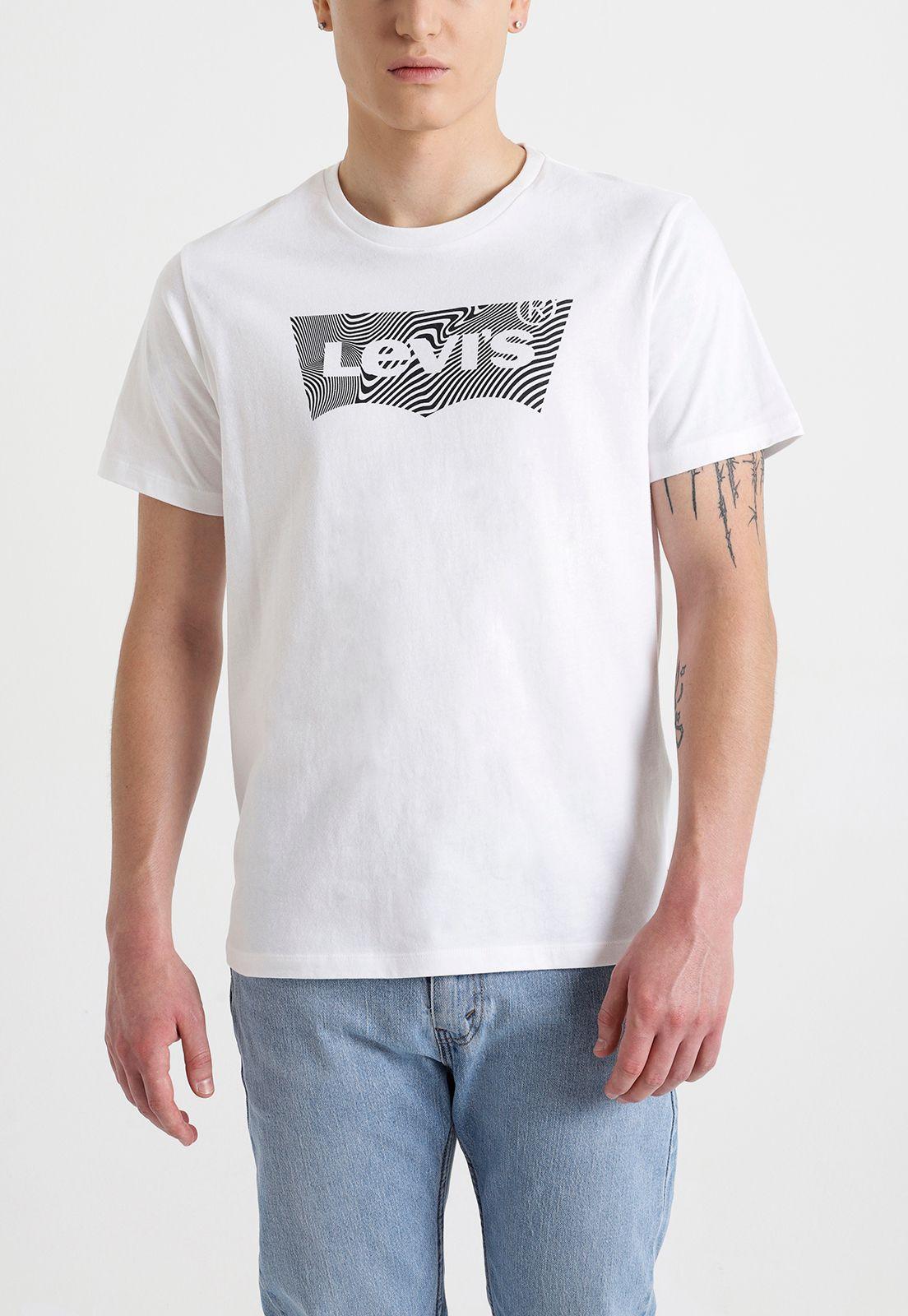 Polera Hombre Cuello Redondo Gráfica Blanca Levis 22491-0705-0