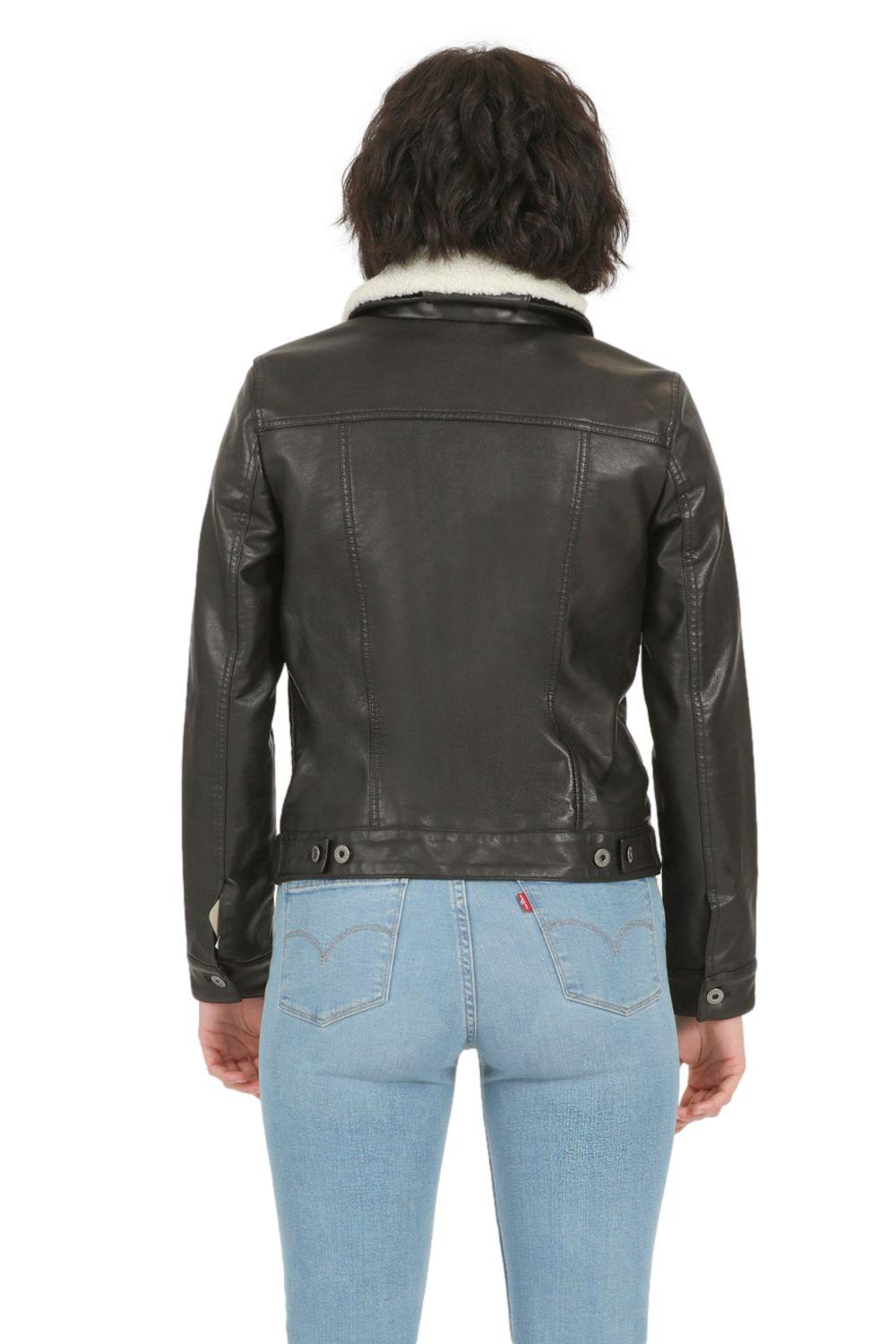 Chaqueta Mujer Trucker Cuello Sherpa Café Levis 59542-0010-2