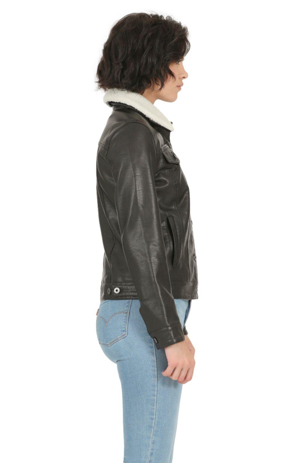 Chaqueta Mujer Trucker Cuello Sherpa Café Levis 59542-0010-1
