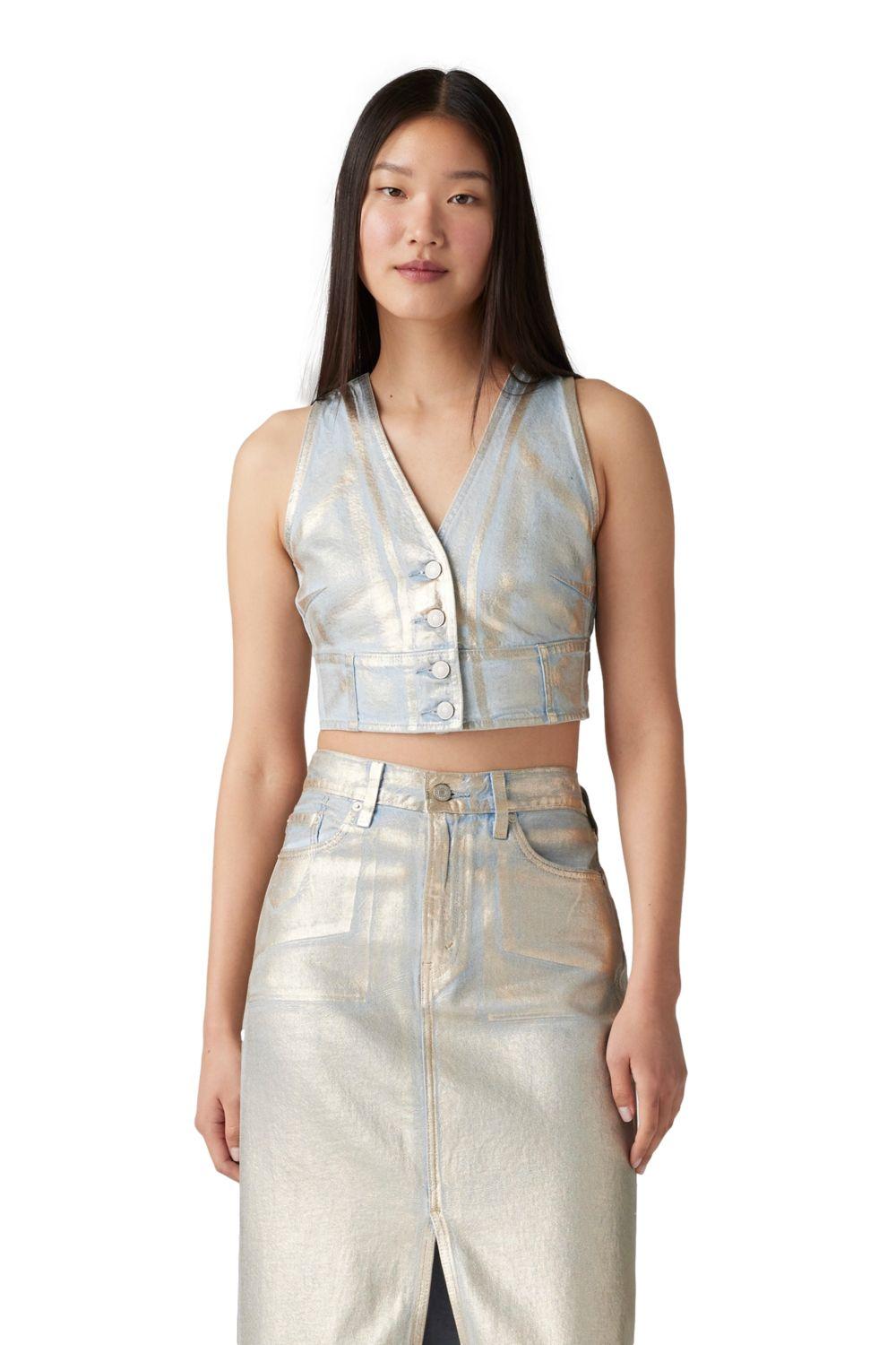 Polera Mujer Mona Denim Corset Plateado Levis 000MU-0003-0
