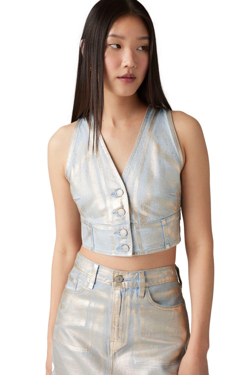 Polera Mujer Mona Denim Corset Plateado Levis 000MU-0003-2