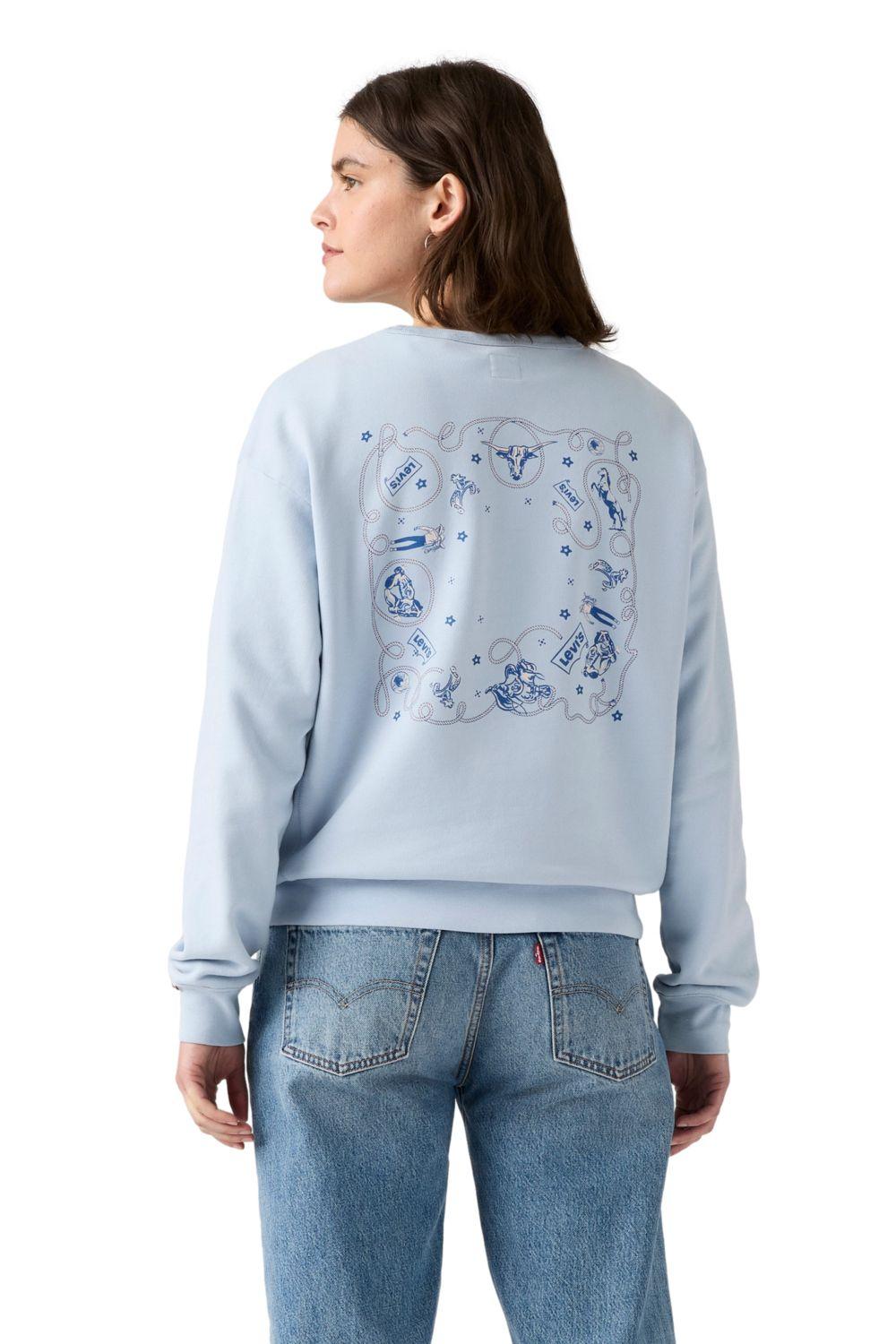 Polerón Mujer Graphic Heritage Crew Celeste Levis A7288-0084-1