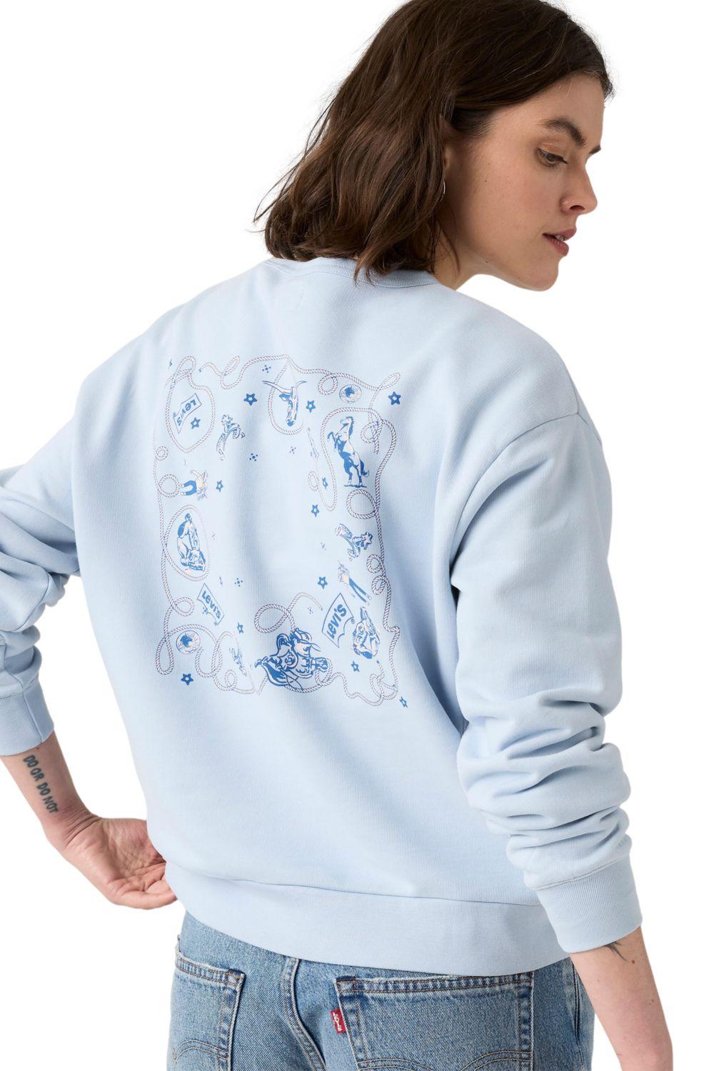 Polerón Mujer Graphic Heritage Crew Celeste Levis A7288-0084-2