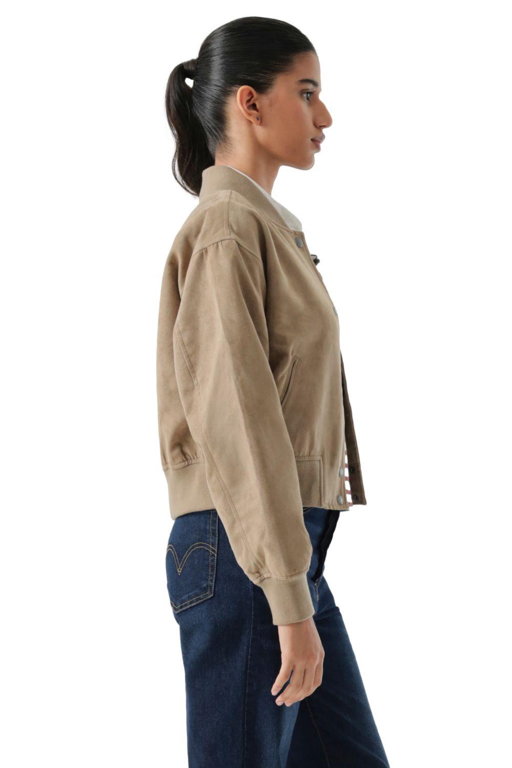Chaqueta Mujer Cropped Varsity Bomber Café Levis 59544-0733-1