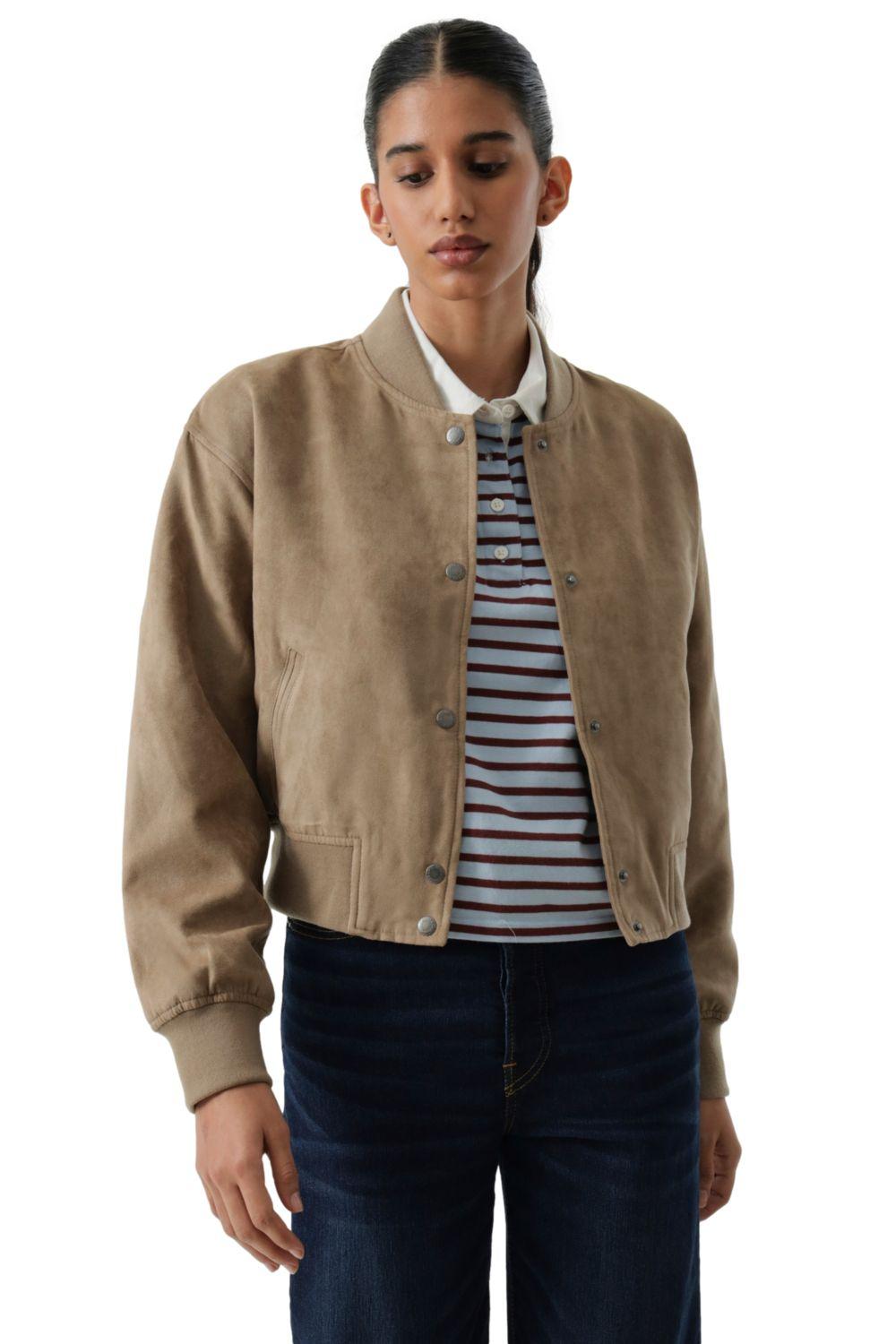 Chaqueta Mujer Cropped Varsity Bomber Café Levis 59544-0733-3