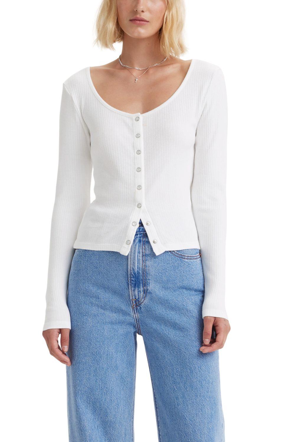 Polera Mujer LS Britt Snap Front Top Blanco Levis A4759-0017-0