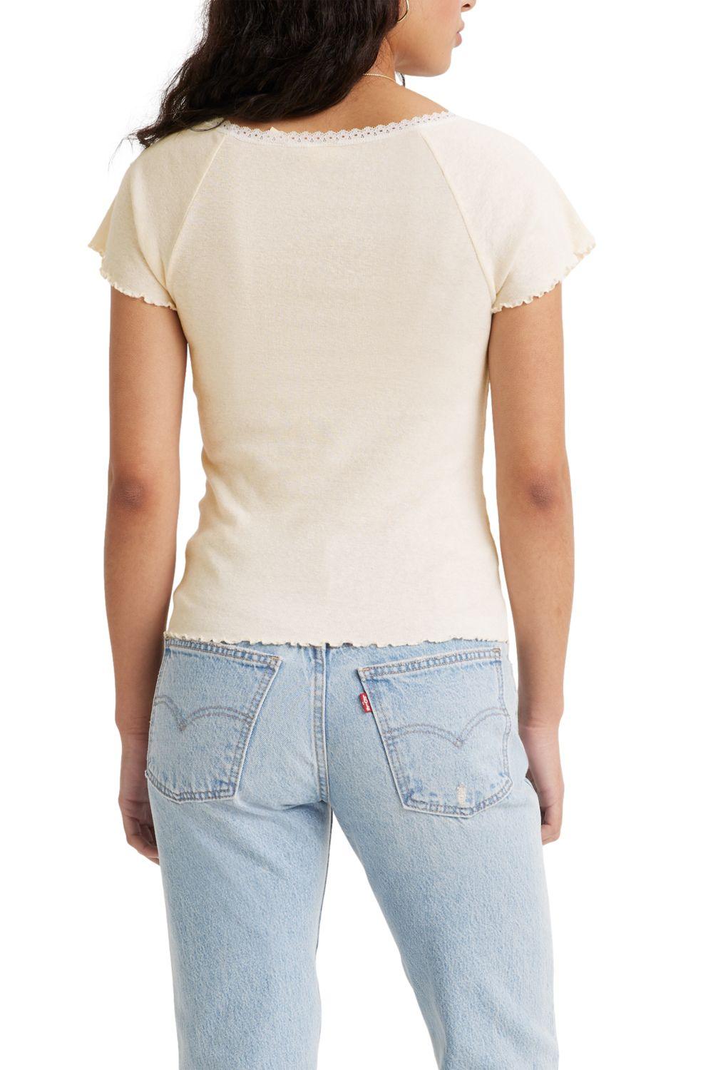 Polera Mujer Cuello V Blanca Levis A5908-0007-1