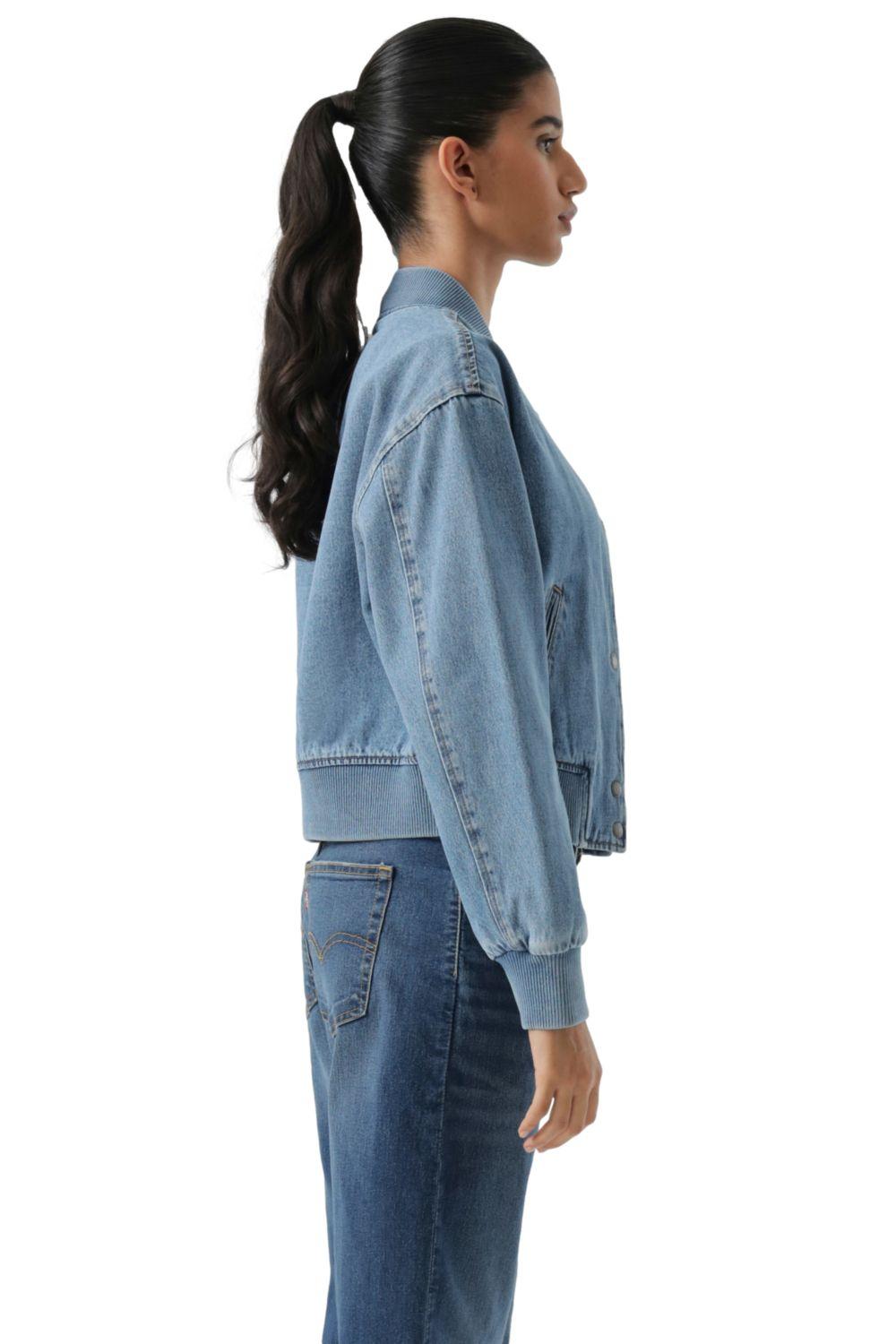Chaqueta Mujer Cropped Varsity Bomber Azul Levis 59544-0734-1