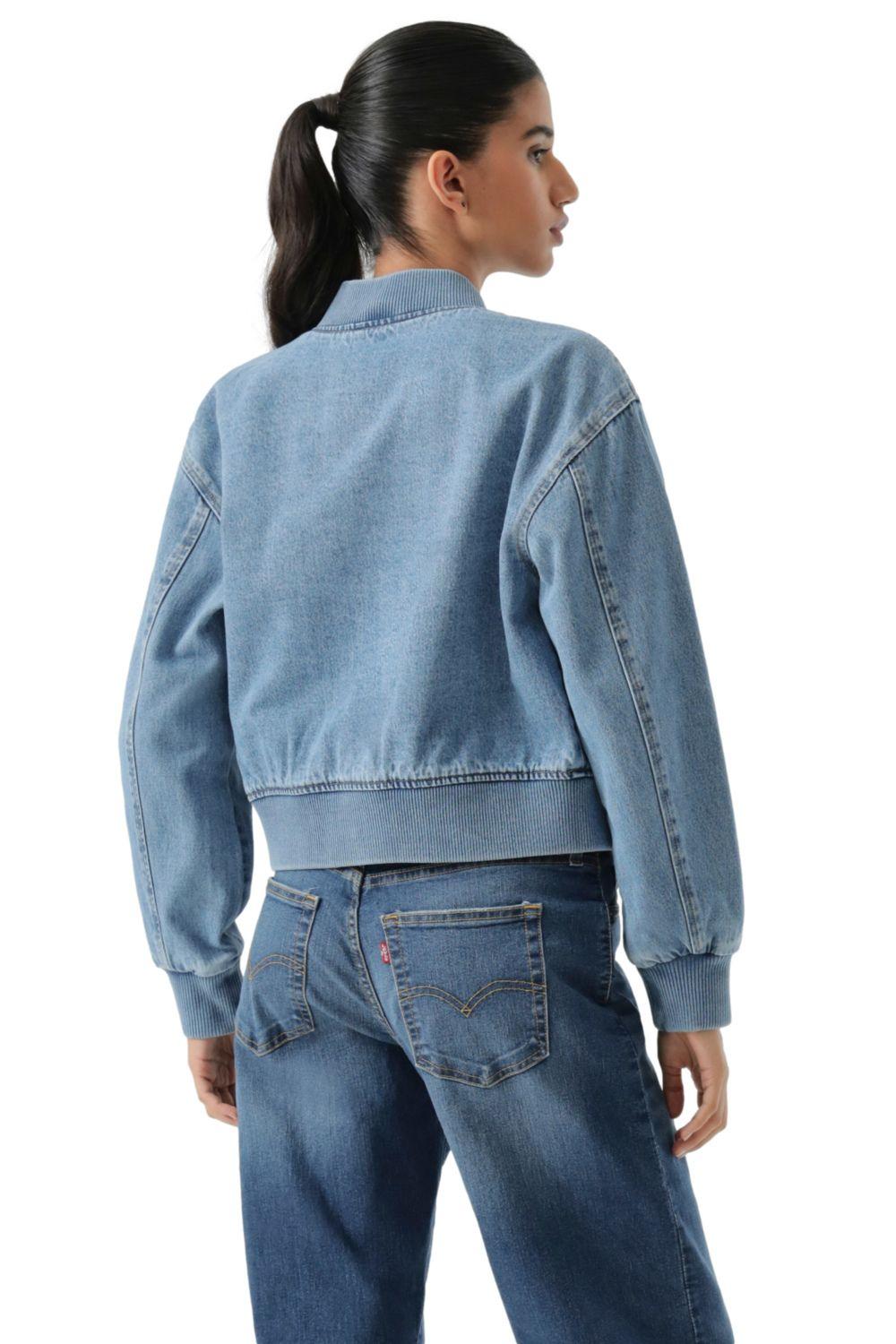 Chaqueta Mujer Cropped Varsity Bomber Azul Levis 59544-0734-2