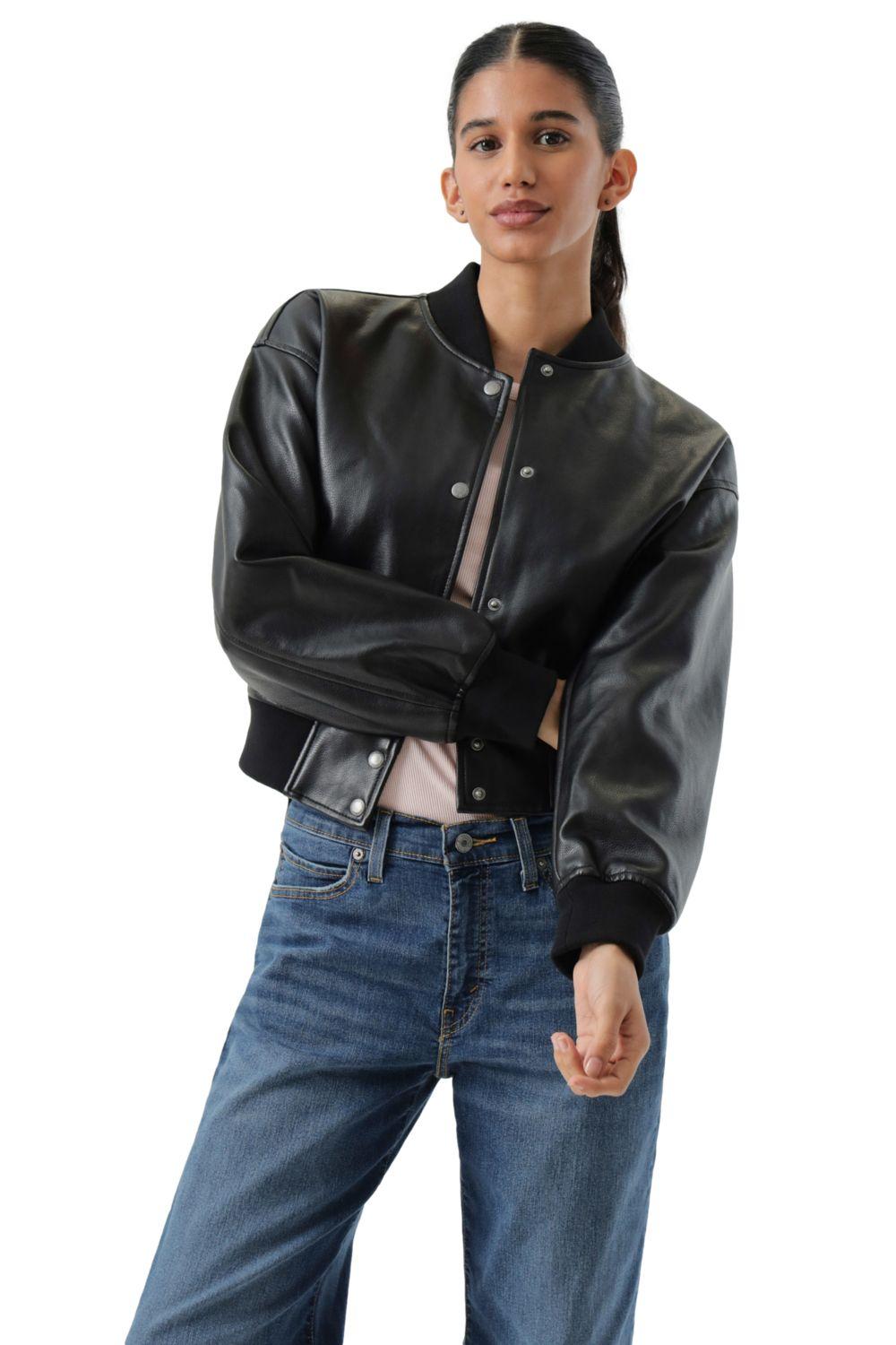 Chaqueta Mujer Cropped Varsity Bomber Negro Levis 59544-0732-3