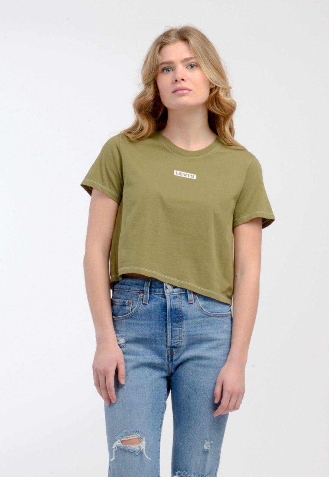 Polera Mujer Lisa con Logo  Verde Levis A0785-0037-0