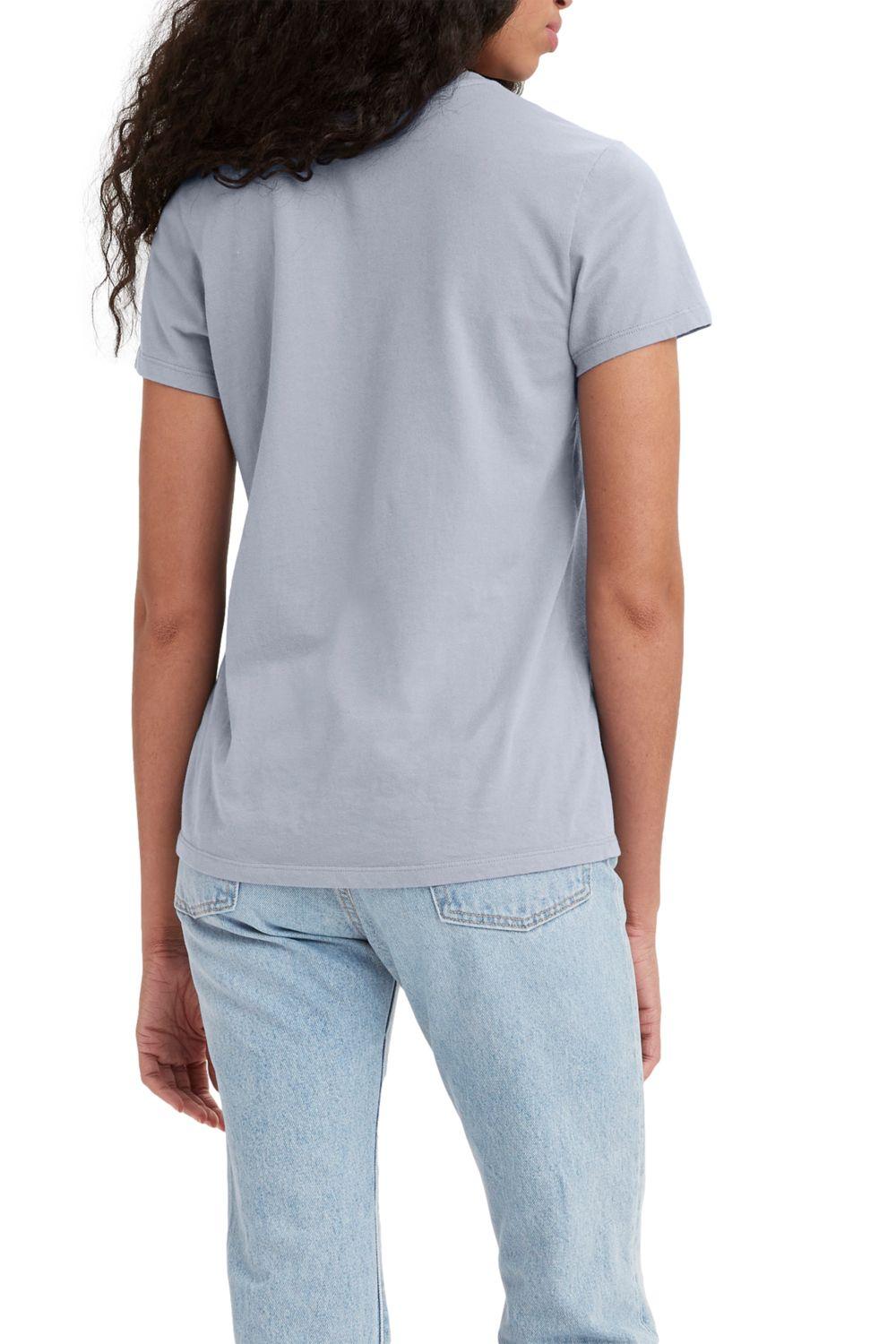 Polera Mujer Lisa con Logo Batwing Celeste Levis 17369-1882-1