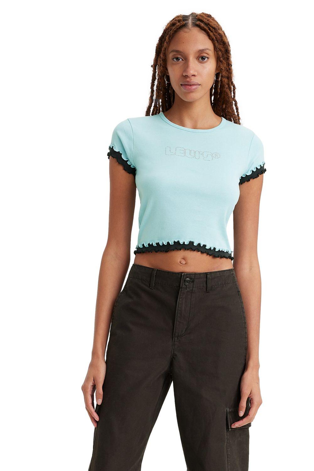 Polera Mujer Manga Corta Graphic Celeste Levis A6094-0000-0