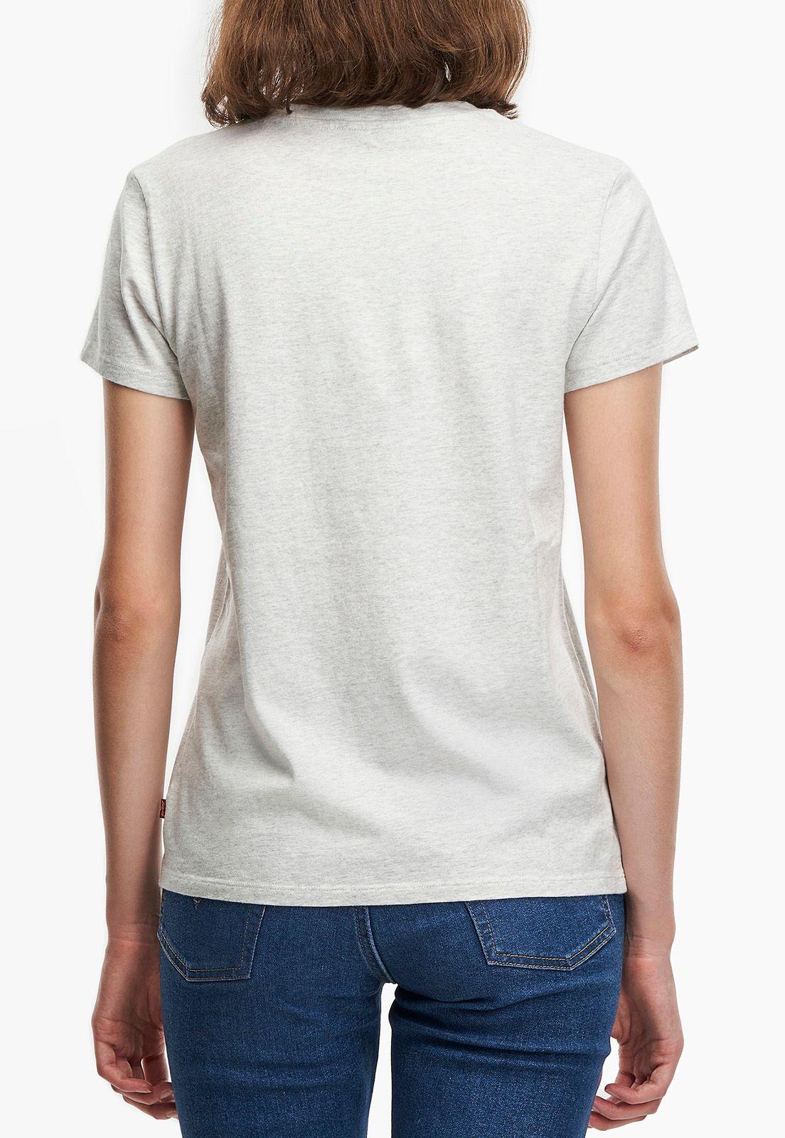 Polera Mujer Lisa Manga Corta con Logo Gris Levis 17369-1763-1