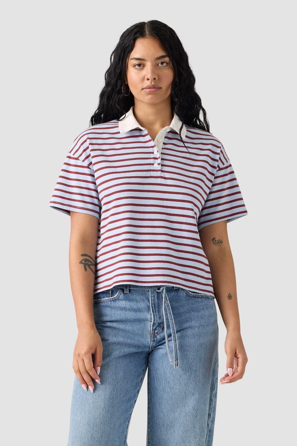 Polera Mujer Aries Rubgy Polo Celeste Levis 004GQ-0001-2
