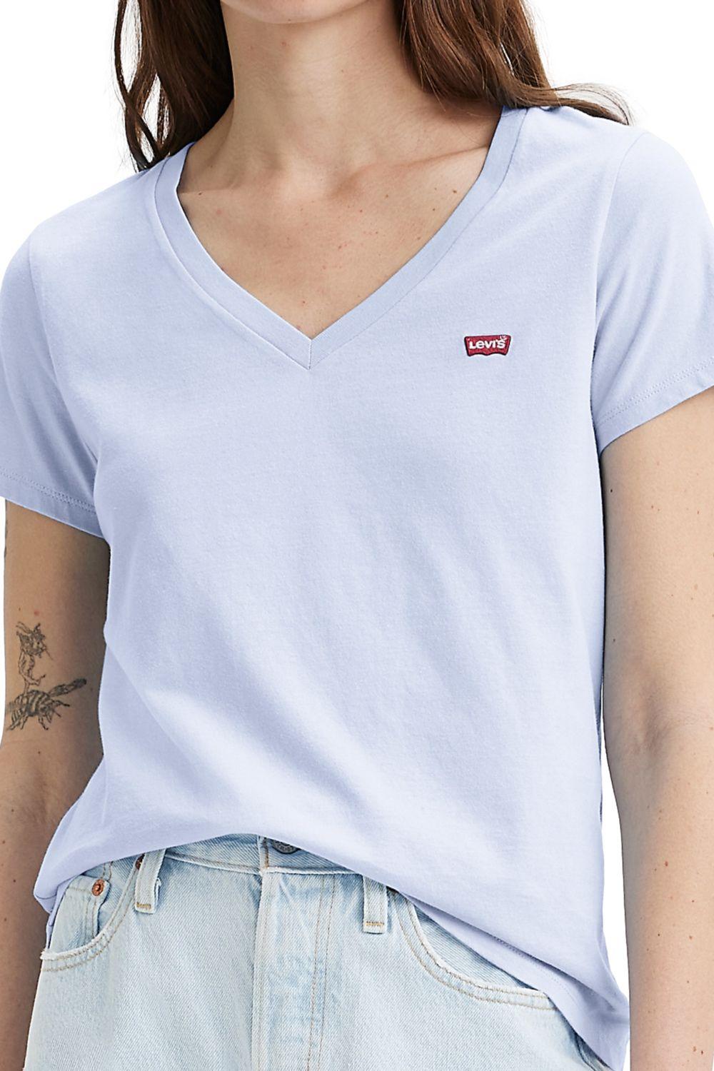 Polera Mujer Regular Fit Cuello V Celeste Levis 85341-0067-2