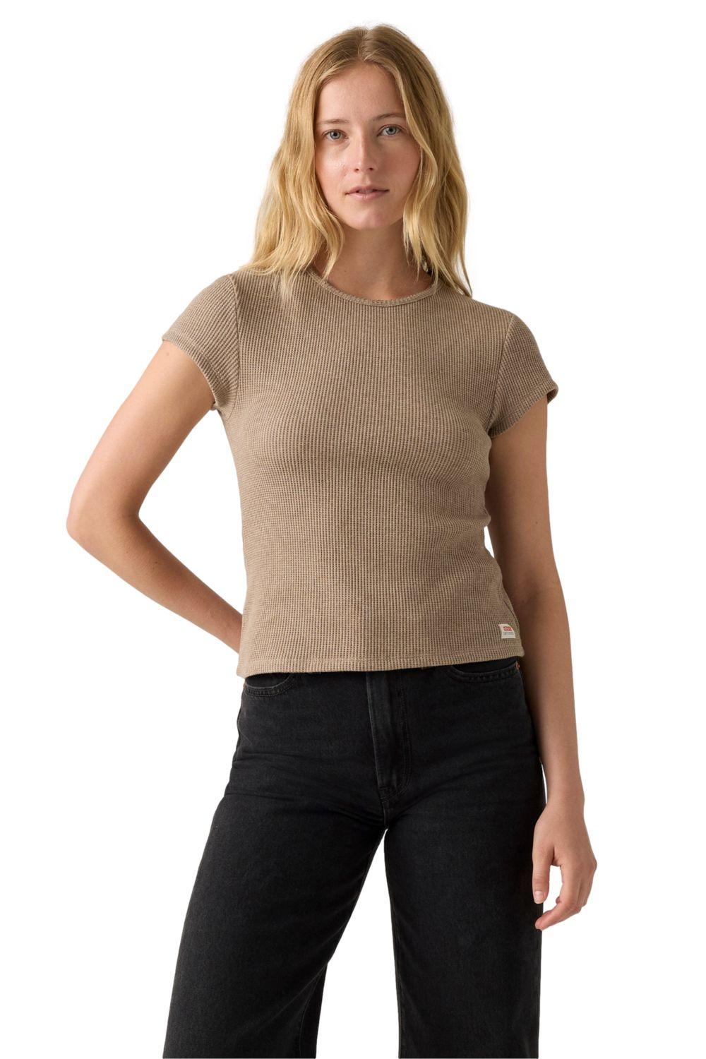 Polera Mujer Dry Goods Waffle Cap Tee Café Levis 003PW-0003-0