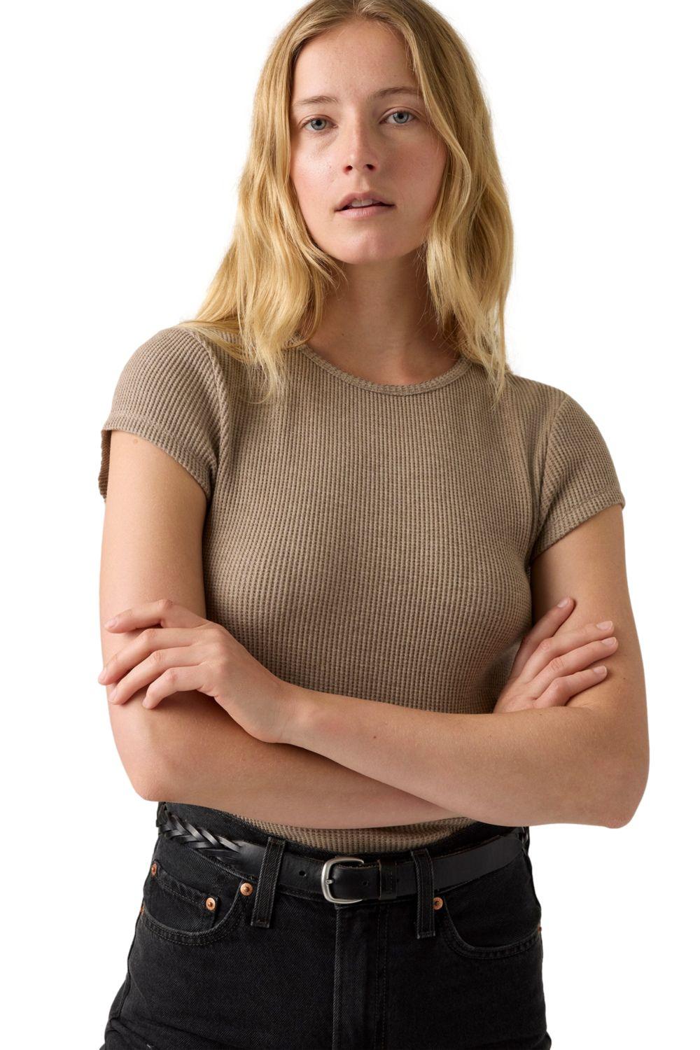 Polera Mujer Dry Goods Waffle Cap Tee Café Levis 003PW-0003-2