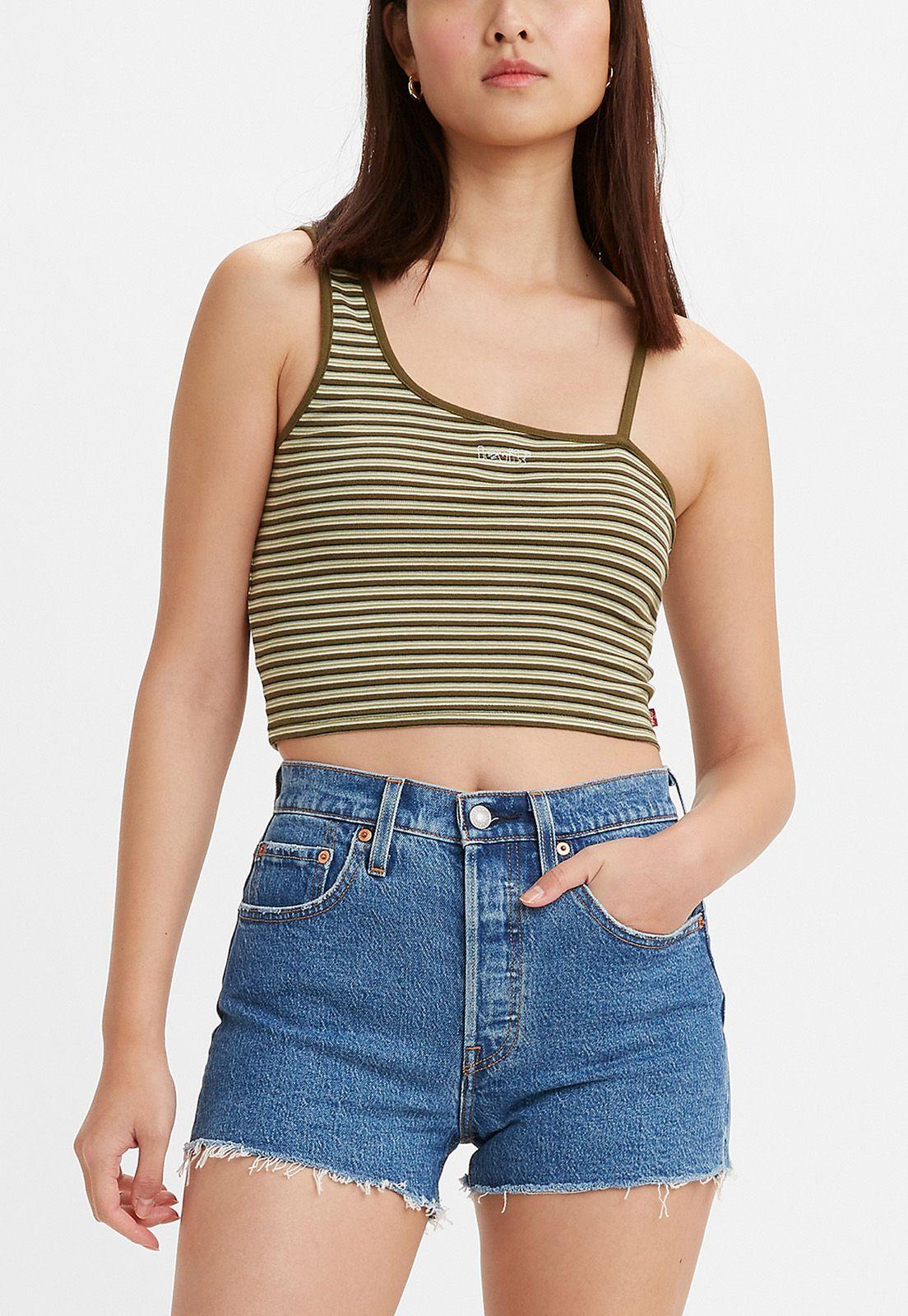 Polera Mujer a Rayas Sin Manga Verde Levis A3541-0001-0