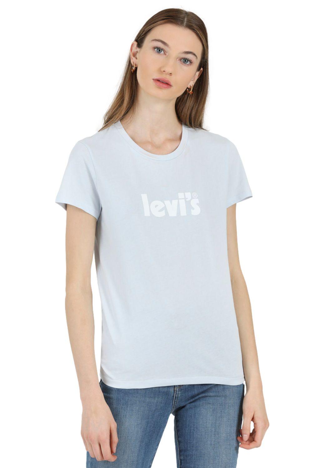 Polera Mujer Lisa con Logo Celeste Levis 17369-1948-3