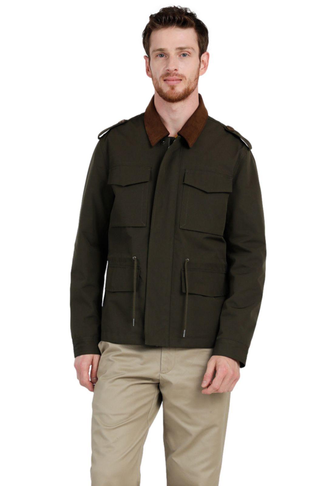 Chaqueta Poly Cotton Faille Regular Fit Verde-0