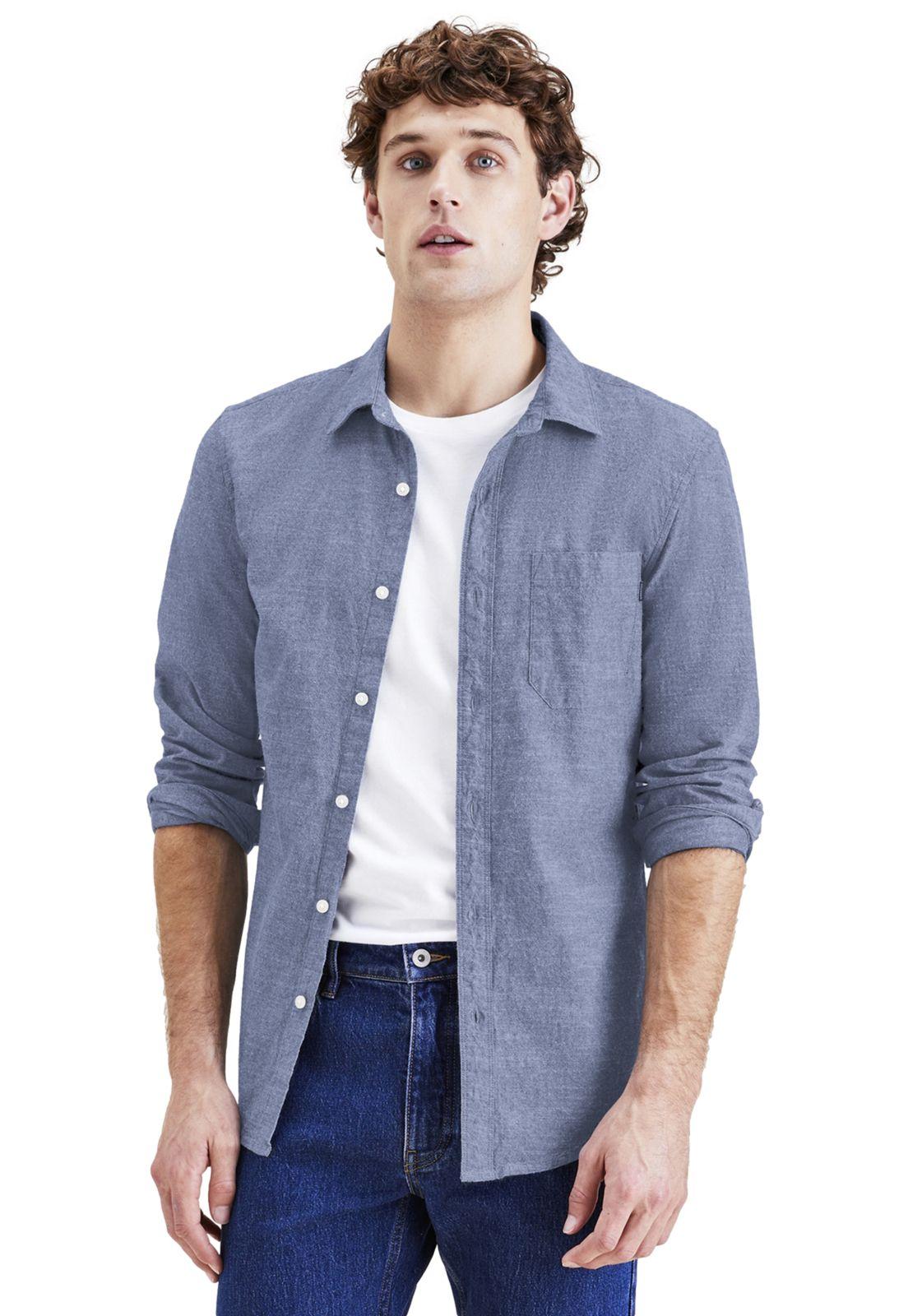 Camisa Hombre Button Up Slim Fit Azul A4253-0003-0