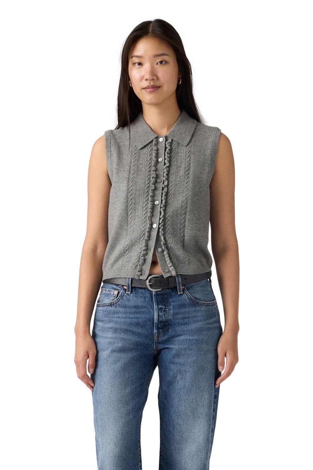 Sweater Mujer Super Soft Mini Ruffle Vest Gris Levis 005A7-0000-0