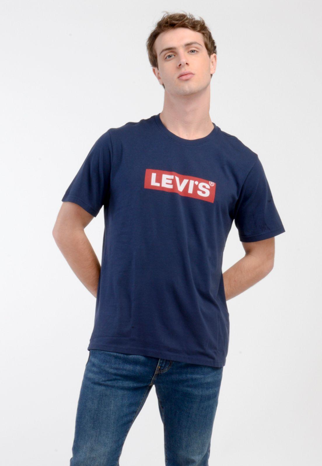Polera Hombre Cuello Redondo Lisa Logo Azul Levis 16143-0436-0