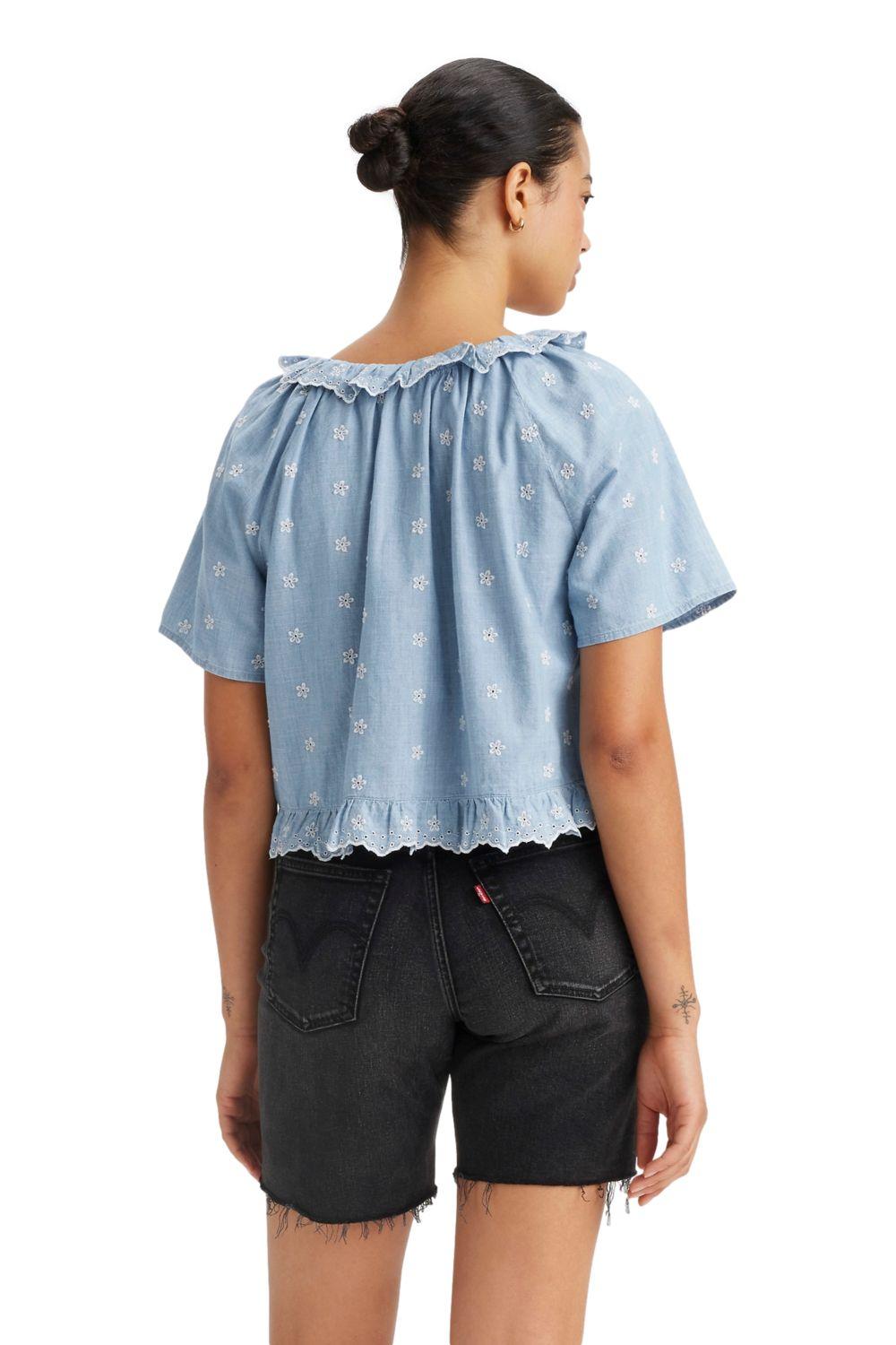 Blusa Mujer Lyca Manga Corta Celeste Levis A8675-0011-1