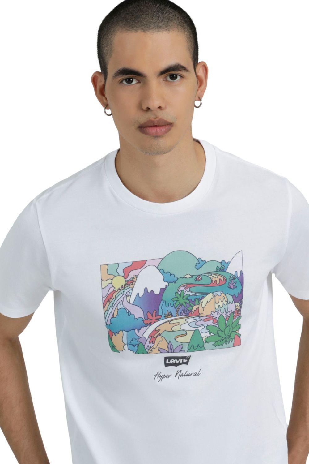 Polera Hombre Manga corta Gráfica Blanco Levis 22491-1395-5
