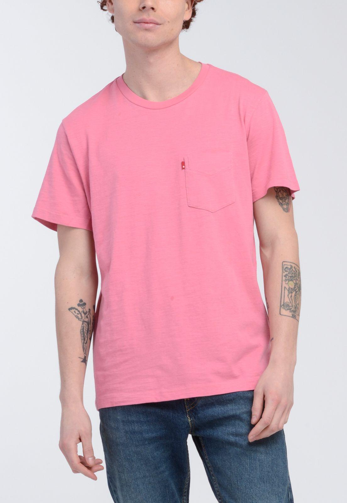 Polera Hombre Cuello Redondo Lisa Rosada Levis 19342-0253-0