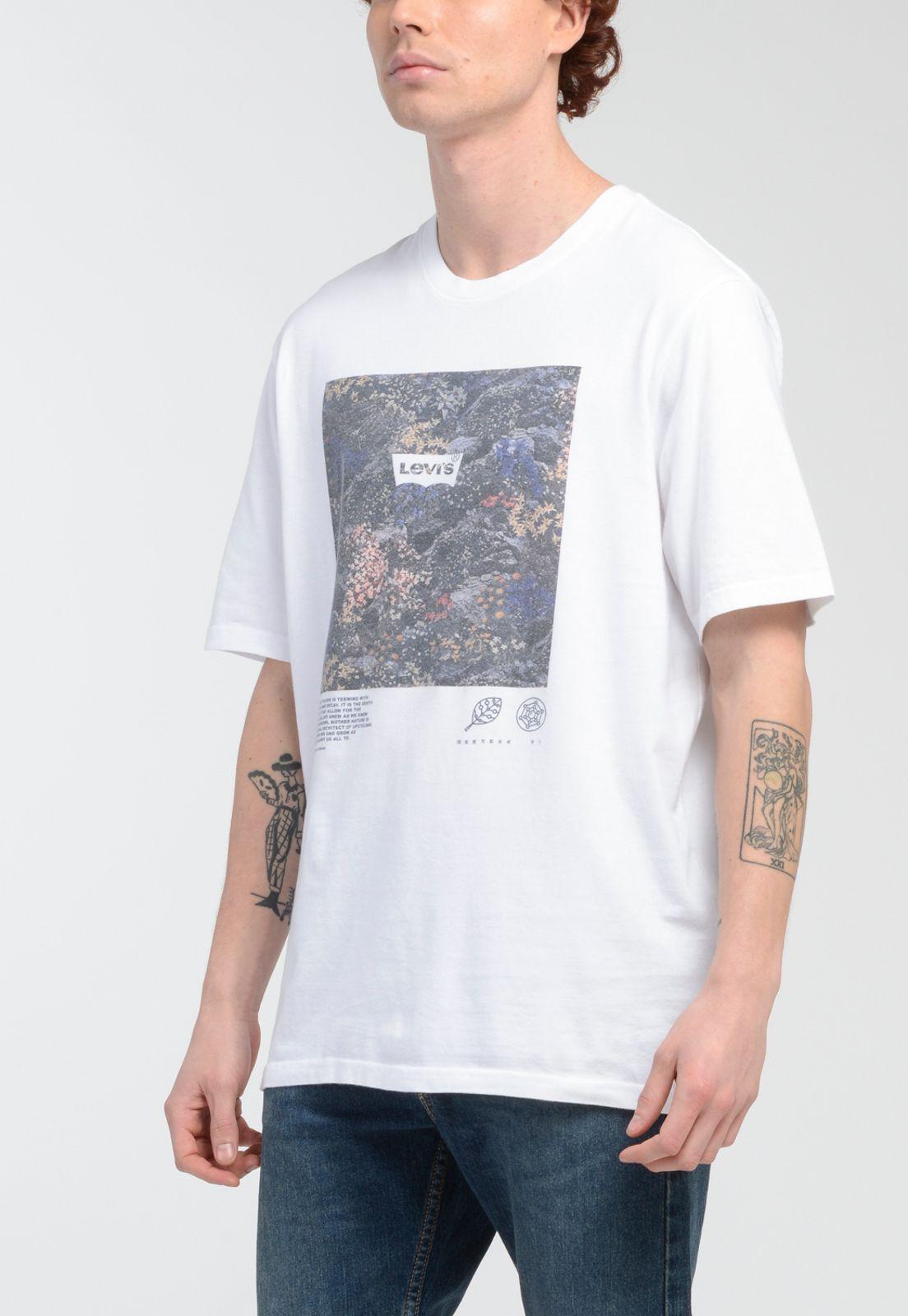 Polera Hombre Cuello Redondo Gráfica Blanco Levis 16143-0123-0