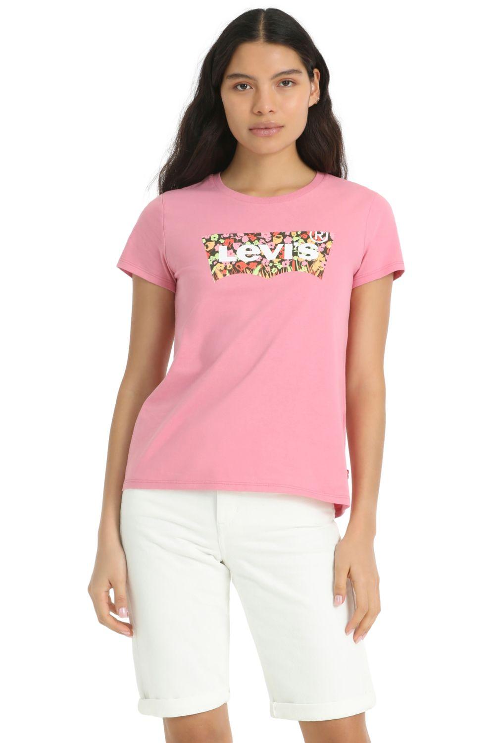 Polera Mujer Lisa con Logo Batwing Rosado Levis 17369-2735-0