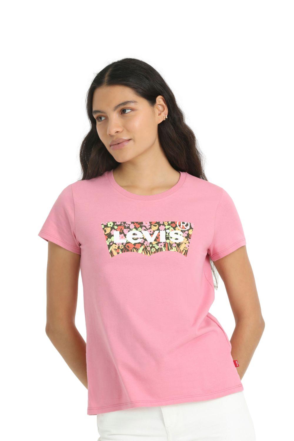 Polera Mujer Lisa con Logo Batwing Rosado Levis 17369-2735-4