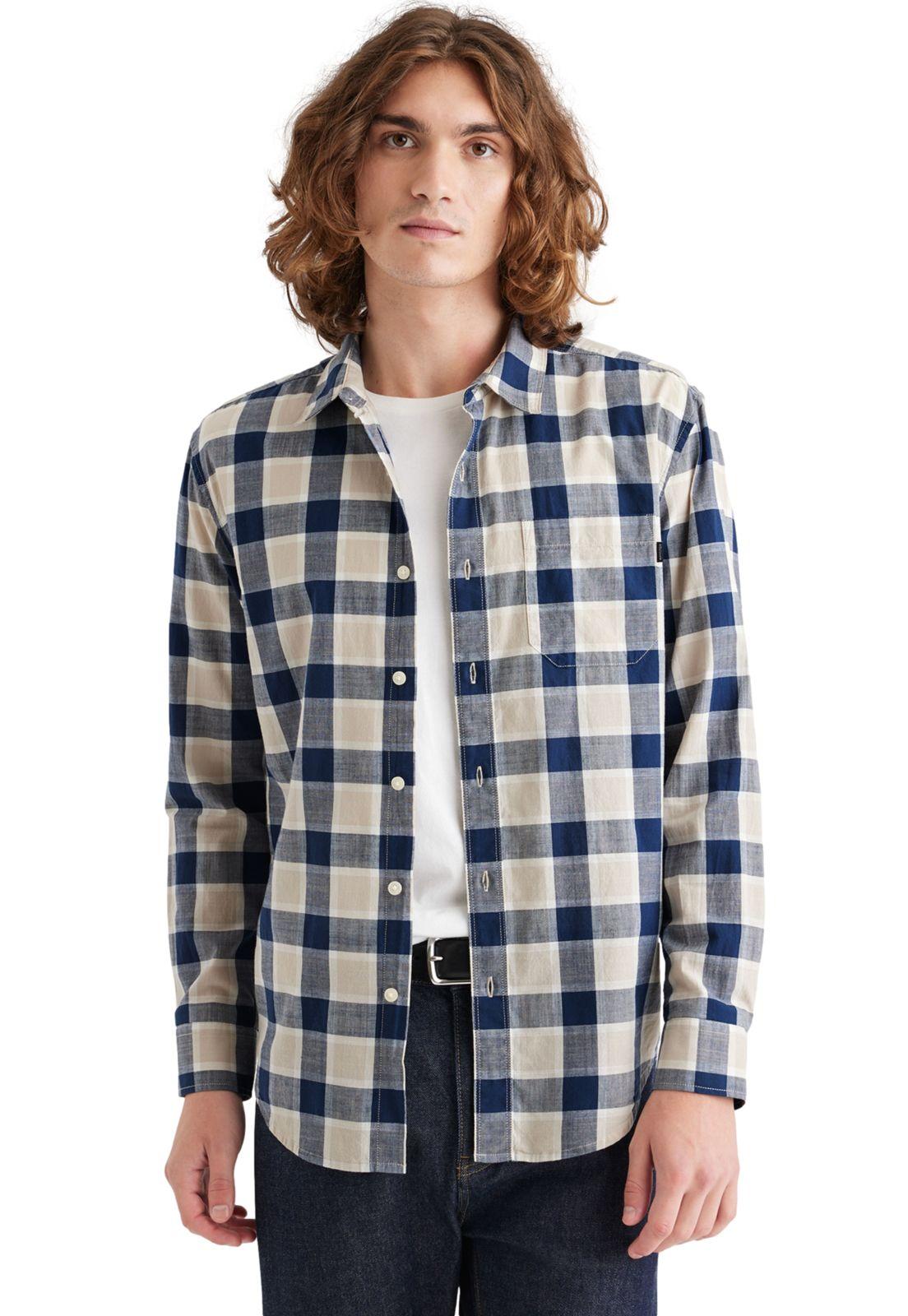 Camisa Hombre Casual Regular Fit Azul Cuadros 52669-0415-0
