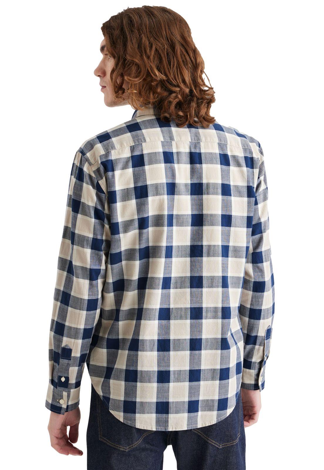 Camisa Hombre Casual Regular Fit Azul Cuadros 52669-0415-2