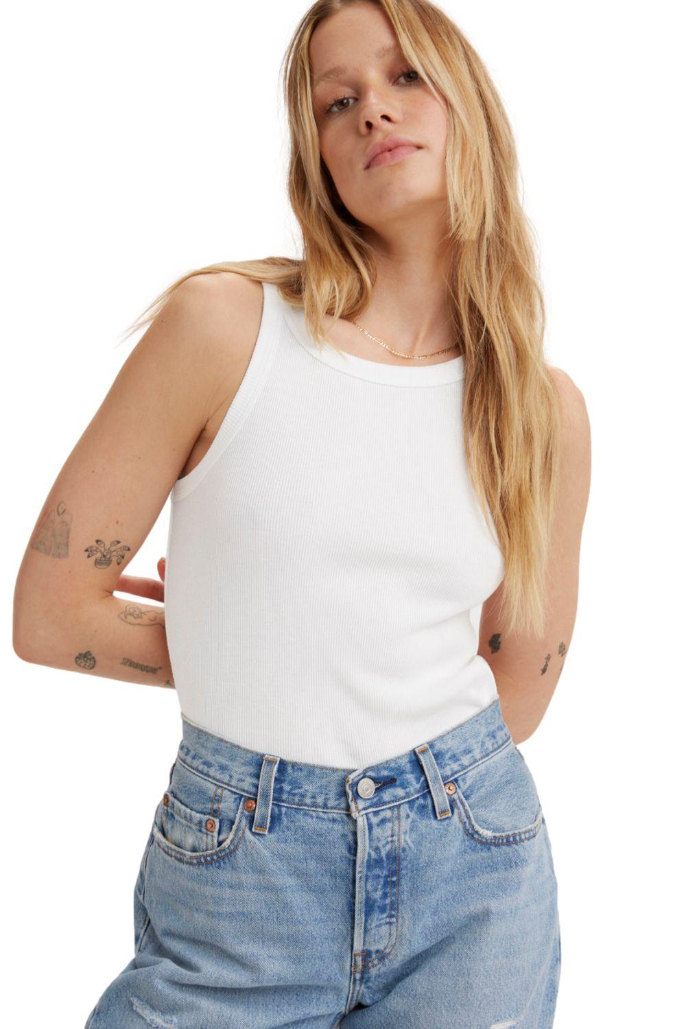 Polera Mujer Lisa Sin Mangas Blanco Levis A3381-0000-4