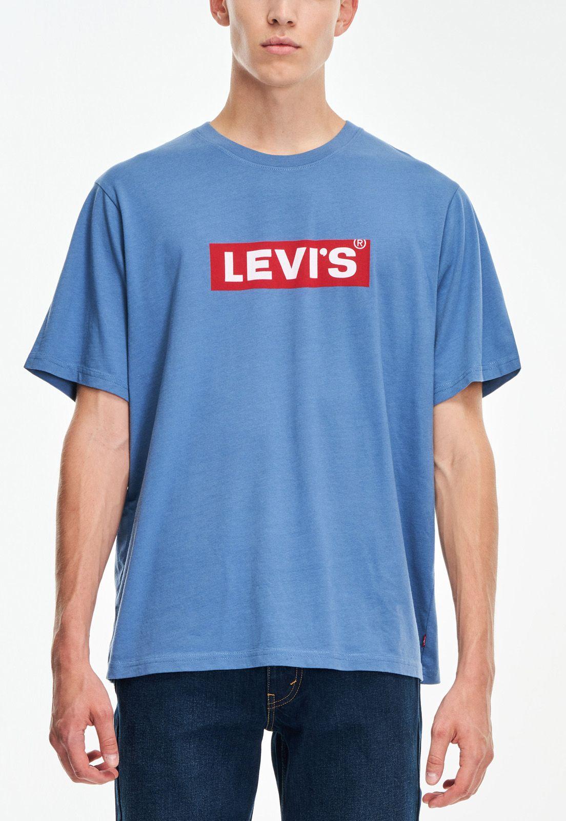Polera Hombre Cuello Redondo Lisa Azul y Rojo Levis 16143-0598-0
