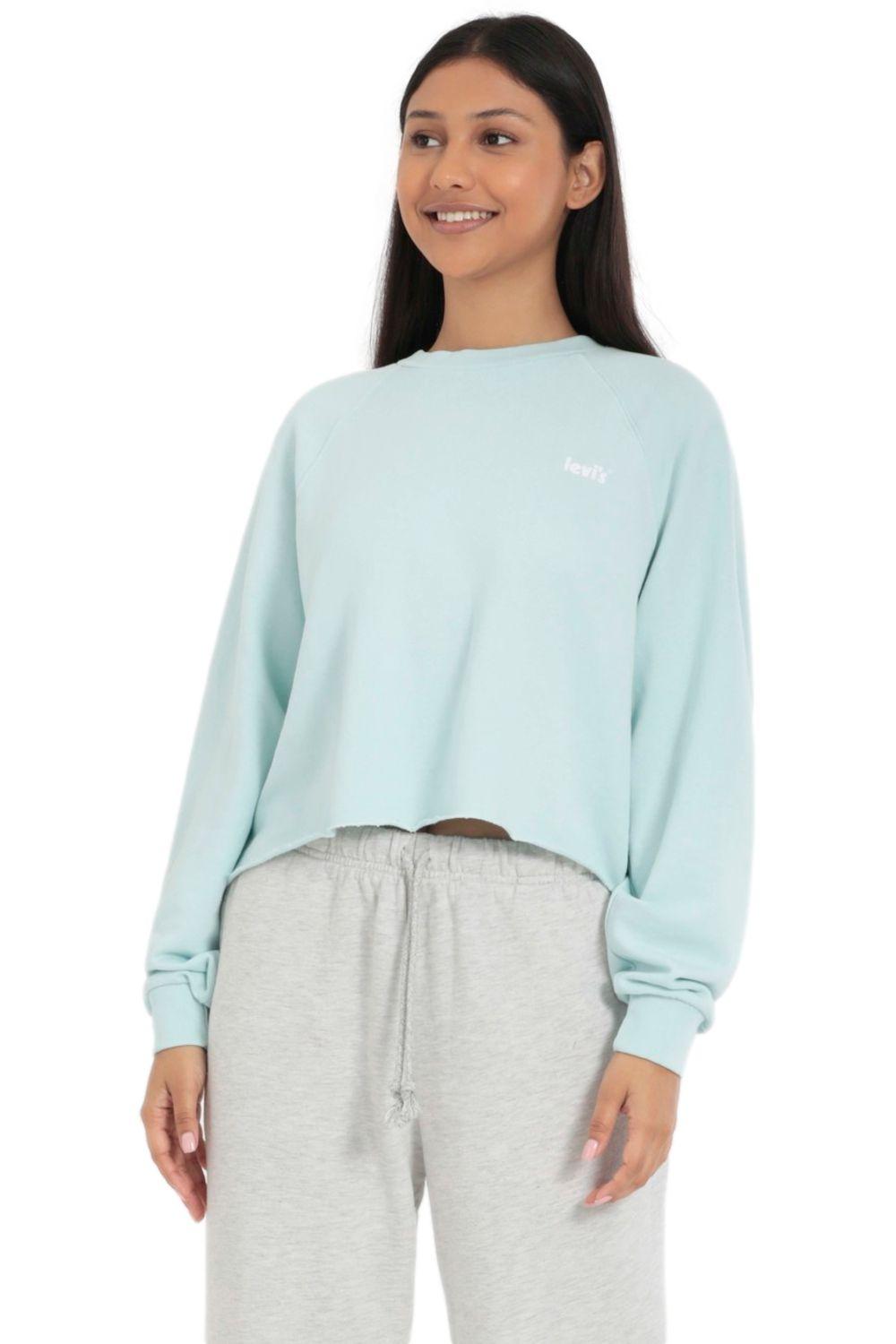 Polerón Mujer Liso con Logo Celeste Levis A4985-0001-0