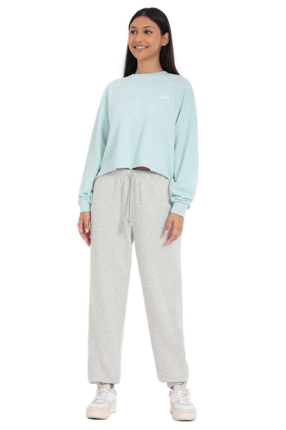 Polerón Mujer Liso con Logo Celeste Levis A4985-0001-3