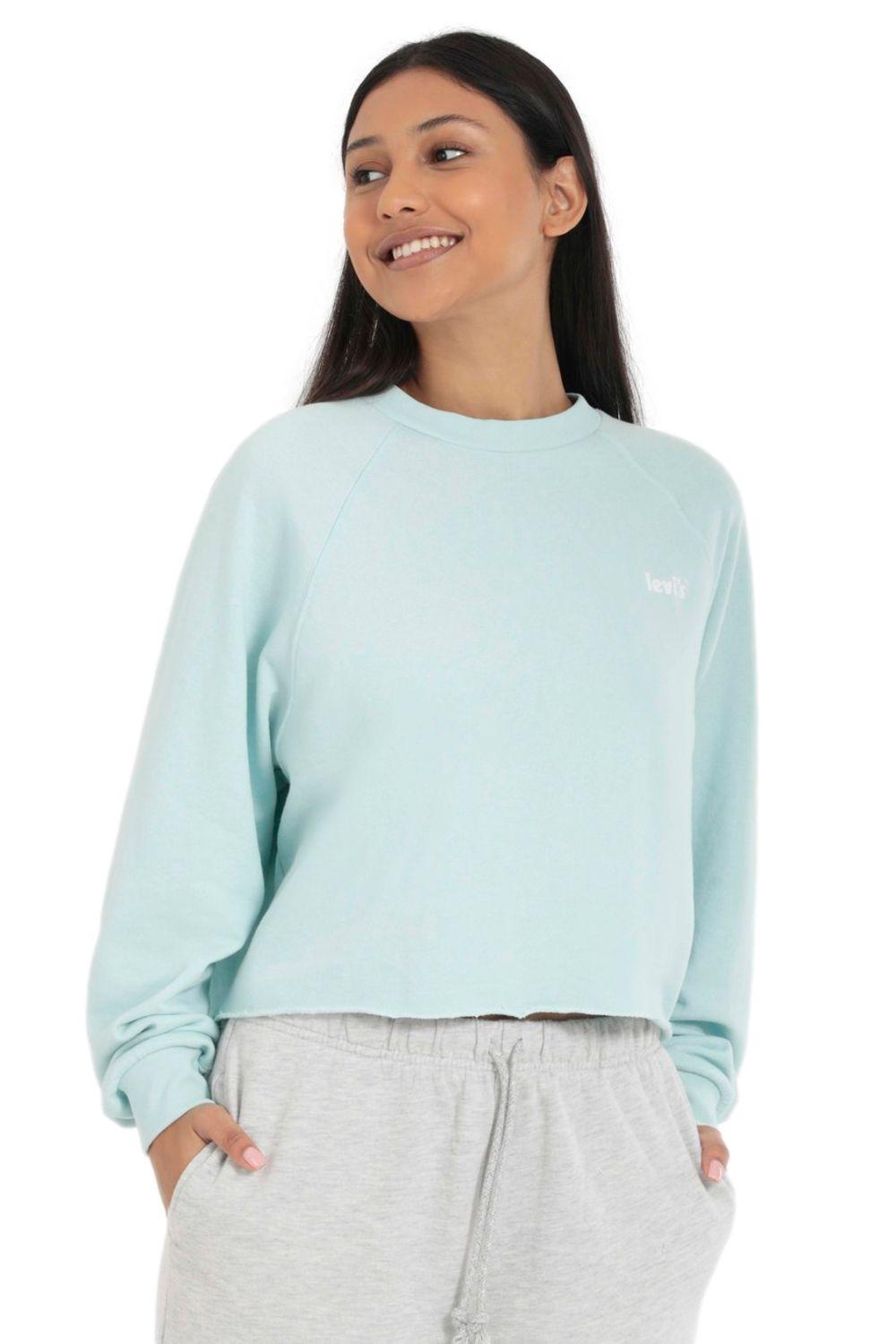 Polerón Mujer Liso con Logo Celeste Levis A4985-0001-4