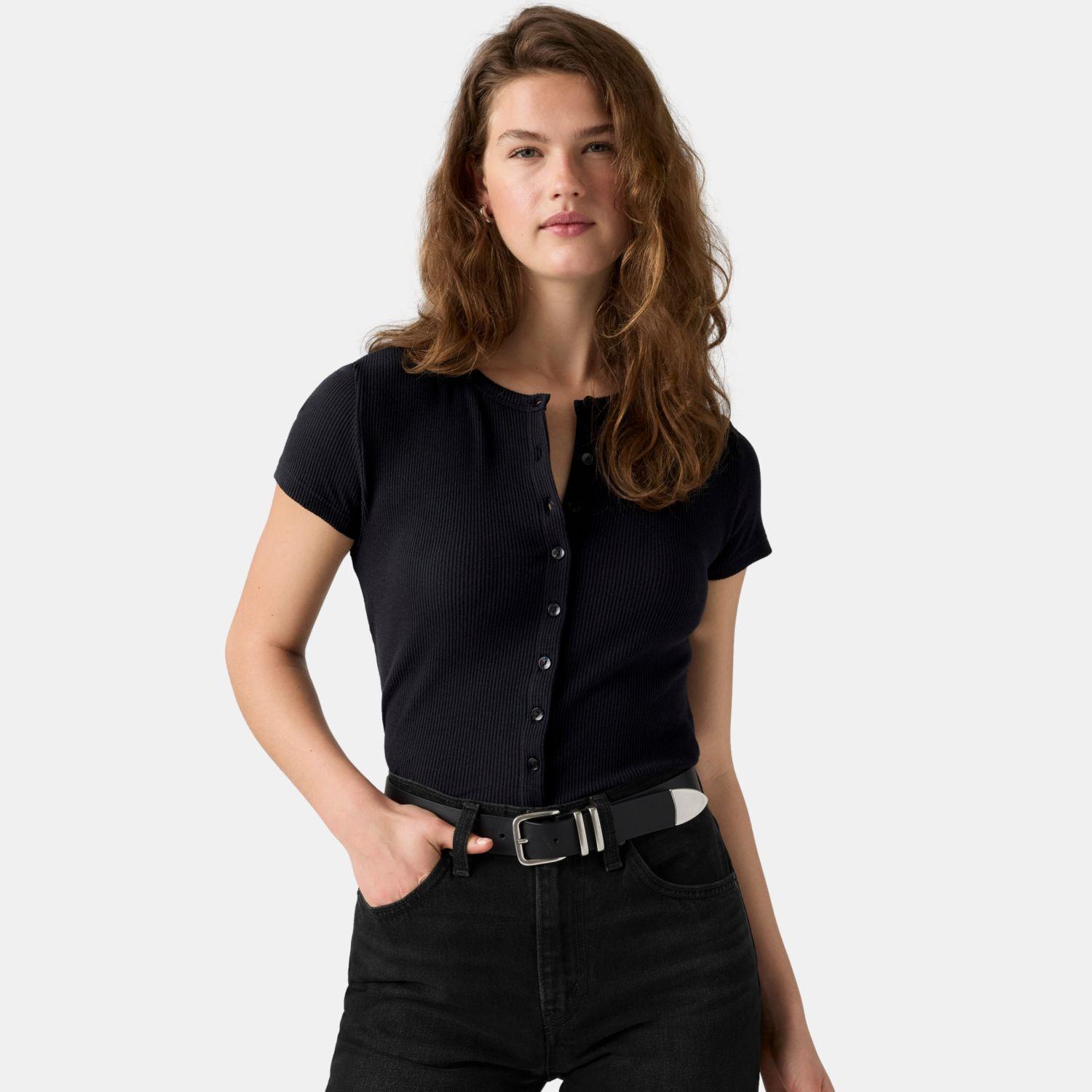 Polera Mujer Rory Button Through Ss Negro Levis 0086M-0000-2