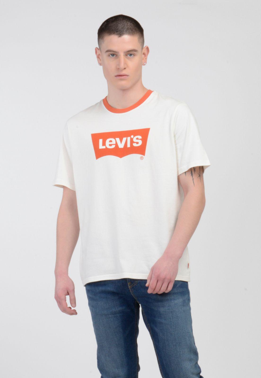 Polera Hombre Cuello Redondo Gráfica Blanco Levis 16143-0130-0