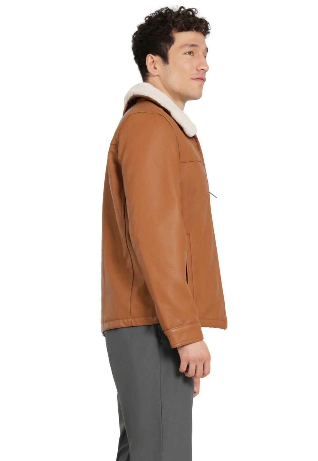 Chaqueta Hombre Sherpa Slim Fit Café 95868-0021-1