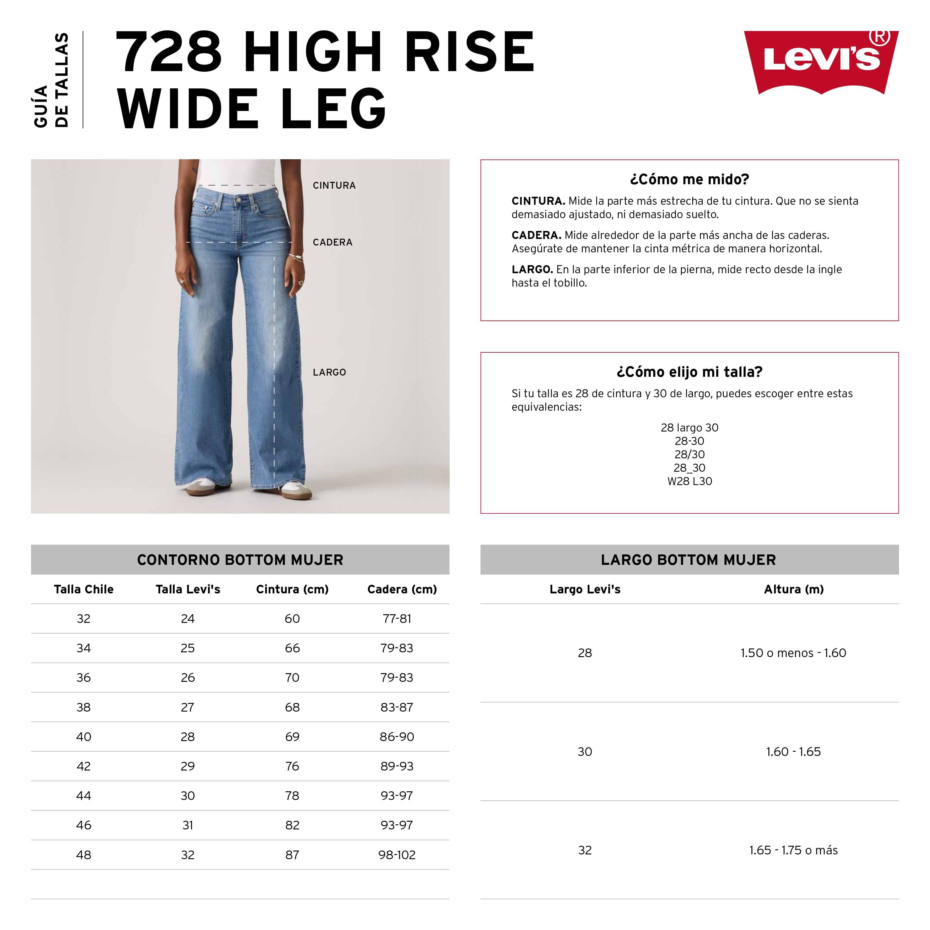 Jeans Mujer High Rise 728 Wide Leg Negro Levis 0039B-0000-5